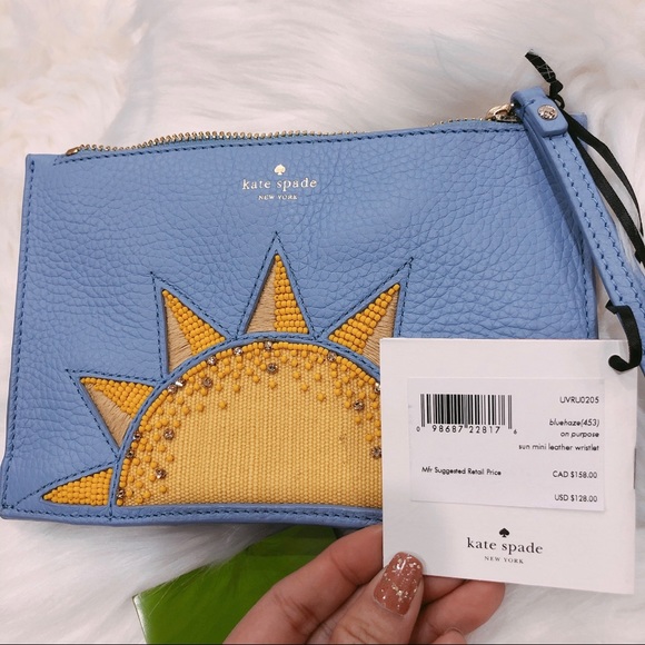 Kate Spade On Purpose Sun Mini Leather Wristlet - Picture 6 of 7